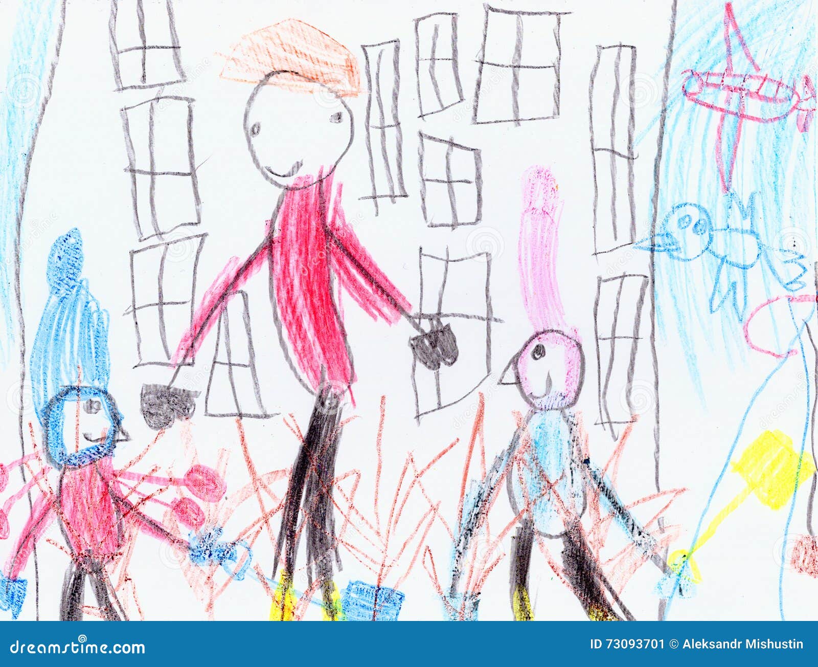 Kindertekening van een gezin